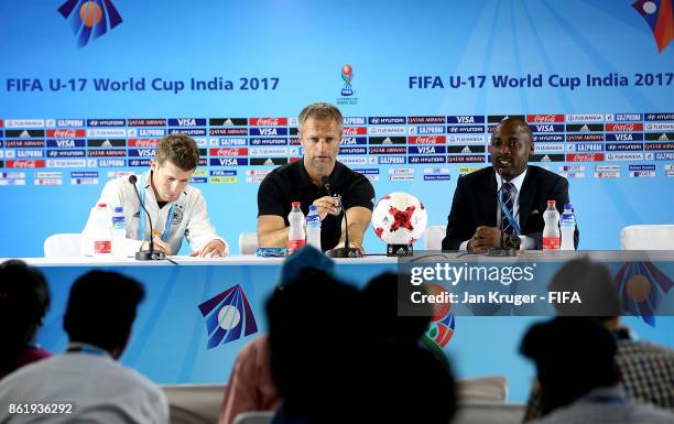 Head coach Christian Wueck of Germany addresses the media in in post match press conference during the FIFA U-17 World Cup India 2017 Round of 16...