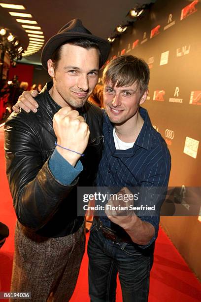 Actor Florian Fitz and actor Axel Schreiber attend the New Faces Award 2009 at BCC on April 23, 2009 in Berlin, Germany.