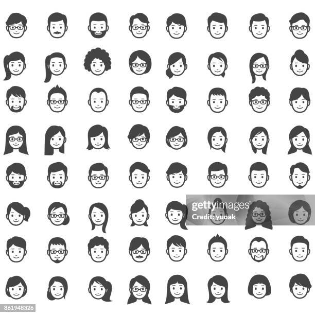 set of people icons - human face icon stock illustrations