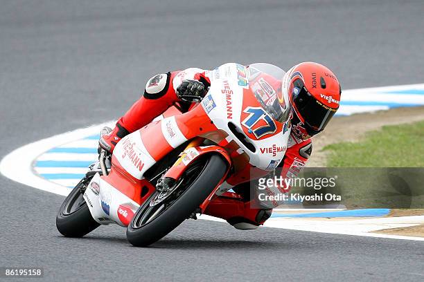 Stefan Bradl of Germany and Viessmann Kiefer Racing in action during free practice for the 125cc race of the MotoGP World Championship Grand Prix of...