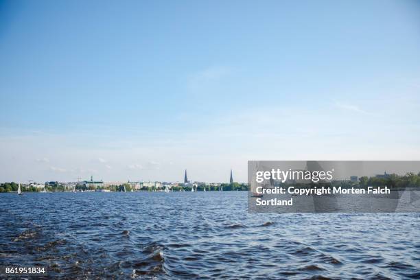 sailboats on the water - alster lake stock pictures, royalty-free photos & images