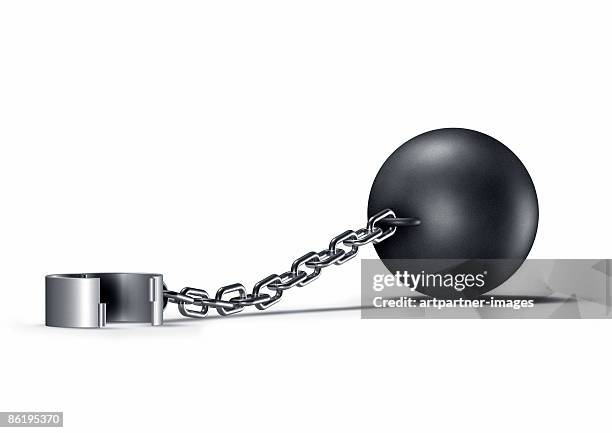 open shackle or ankle bracelet or manacle - ball and chain stock illustrations