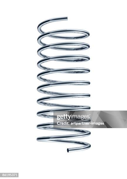 steel spring on white background - shock absorber stock pictures, royalty-free photos & images