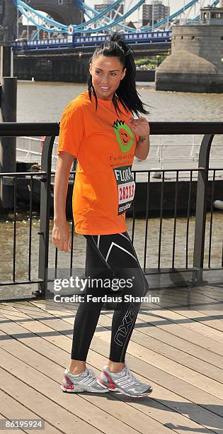 Katie Price meet the press ahead of the 2009 Flora London Marathon at The Tower Hotel on April 24, 2009 in London, England.