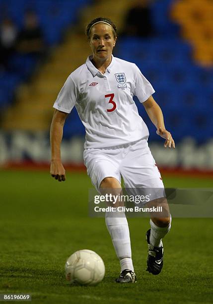 Casey Stoney of England in action during the Women's International Friendly between England and Norway at the Prostar stadium on April 23, 2009 in...