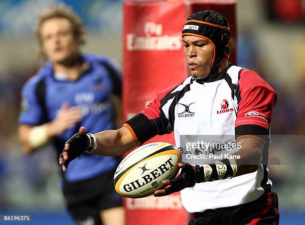 Earl Rose of the Lions in action during the round 11 Super 14 match between the Western Force and the Lions at Subiaco Oval on April 24, 2009 in...