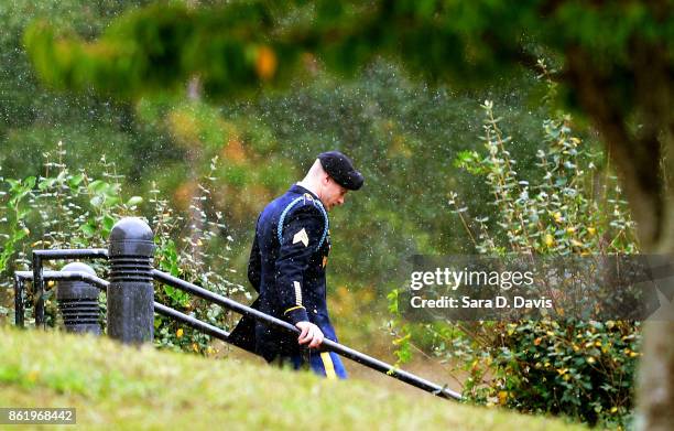 Army Sgt. Robert Bowdrie "Bowe" Bergdahl, 31 of Hailey, Idaho, leaves the Ft. Bragg military courthouse for a lunch recess after pleading guilty to...