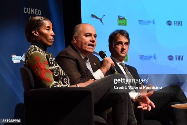 Alessandro D Este attends during the Italian Football Federation Unveils New Regional Federal Training Center In Alba at Auditorium Fondazione...