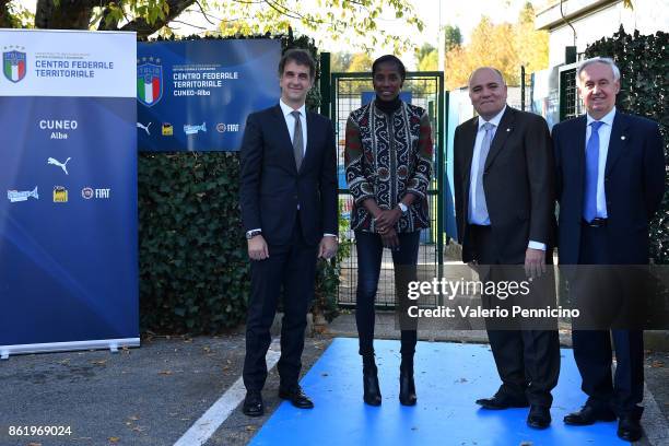 General Director Michele Uva, Fiona May, Alessandro D Este and Edo Milanesio attend during the Italian Football Federation Unveils New Regional...