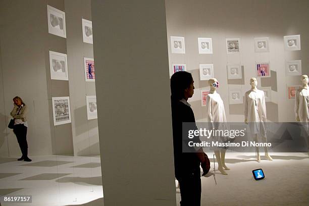 People visit the Tokio Fiber 09 Sense Ware exhibition at the Triennale Design Museum during the Milan 2009 Fuorisalone on April 24, 2009 in Milan,...