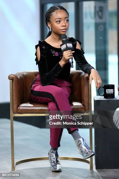 Actress Skai Jackson discusses "Nowadays Collection" at Build Studio on October 16, 2017 in New York City.
