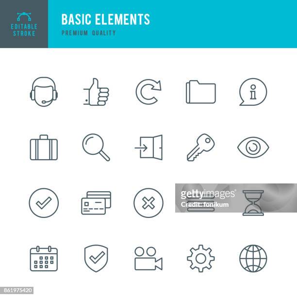 basic elements  - thin line icon set - thin stock illustrations
