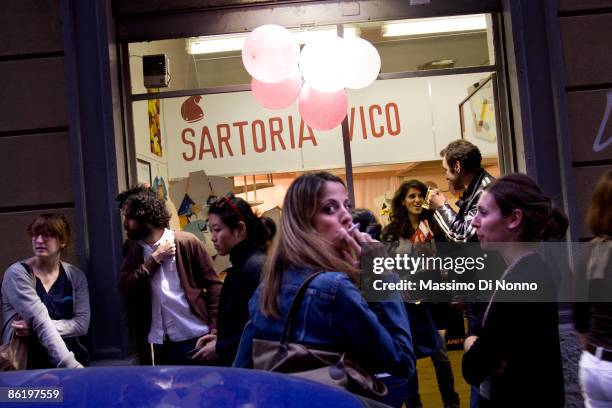 General atmosphere in Tortona Zone during the Milan 2009 Fuorisalone on April 24, 2009 in Milan, Italy.