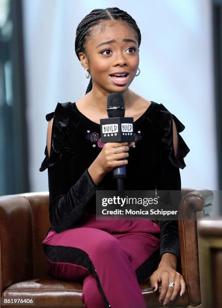 Actress Skai Jackson discusses "Nowadays Collection" at Build Studio on October 16, 2017 in New York City.