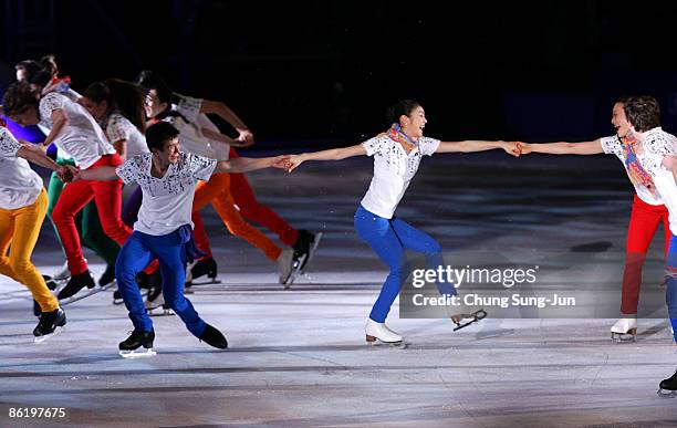 Yu-na Kim of South Korea performs with other skaters during Festa on Ice 2009 at KINTEX on April 24, 2009 in Goyang, South Korea.