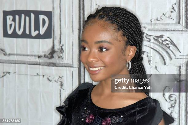 Skai Jackson attends Build series to discuss "Nowadays Collection" at Build Studio on October 16, 2017 in New York City.