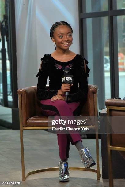 Skai Jackson attends Build series to discuss "Nowadays Collection" at Build Studio on October 16, 2017 in New York City.