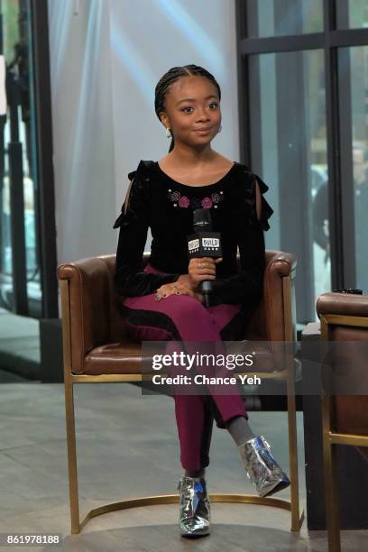 Skai Jackson attends Build series to discuss "Nowadays Collection" at Build Studio on October 16, 2017 in New York City.