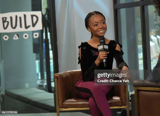 Skai Jackson attends Build series to discuss "Nowadays Collection" at Build Studio on October 16, 2017 in New York City.