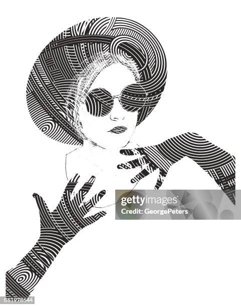 invisible woman with half tone pattern - plus size stock illustrations