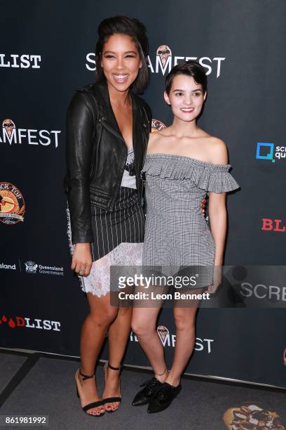 Actors Alexandra Shipp and Brianna Hildebrand attends the 2017 Screamfest Horror Film Festival - Premiere Of "Tragedy Girls" at TCL Chinese 6...