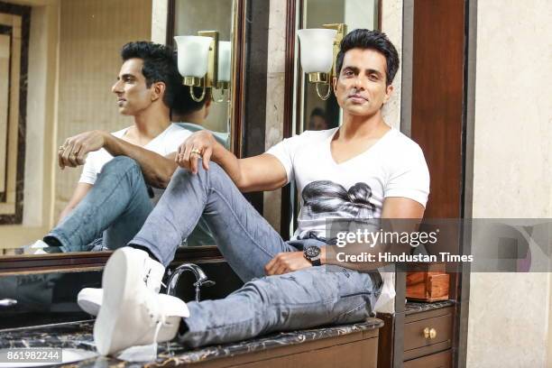 Bollywood actor Sonu Sood poses during an exclusive interview with Hindustan Times, at Eros by Intercontinental Hotel, Nehru Place, on October 6,...