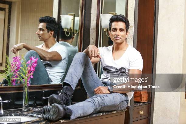 Bollywood actor Sonu Sood poses during an exclusive interview with Hindustan Times, at Eros by Intercontinental Hotel, Nehru Place, on October 6,...