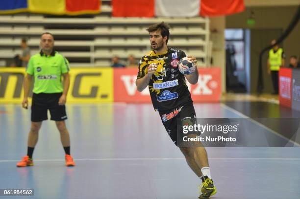 Abanca's player Sebastian Simonet Moldes during 2017/2018 EHF Men's Champions League Group Phase, match between Dinamo Bucharest and Abanca Ademar...