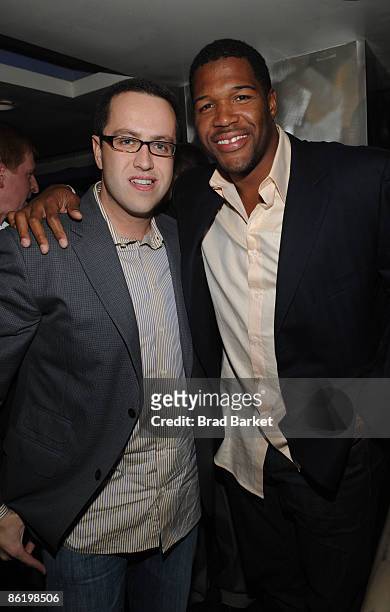 Jared S. Fogle and Michael Strahan attend the NFL Draft Party Strata on April 23, 2009 in New York City.