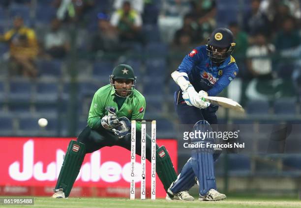 Upul Tharanga of Sri Lanka bats during the second One Day International match between Pakistan and Sri Lanka at Zayed Cricket Stadium on October 16,...