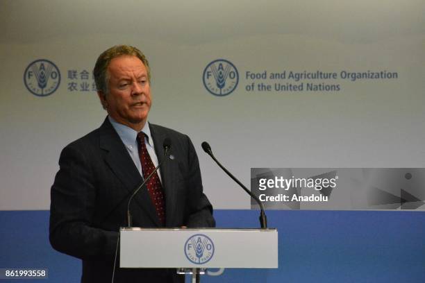 David Beasley, Executive Director of the U.N. World Food Programme gives a speech during an event named " Change the future of Immigration" on the...