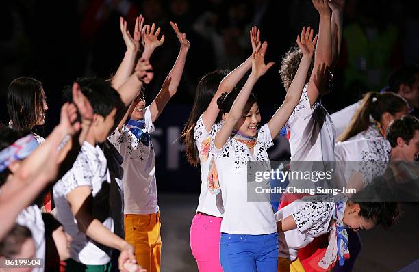 Yu-na Kim of South Korea performs with other skaters during Festa on Ice 2009 at KINTEX on April 24, 2009 in Goyang, South Korea.