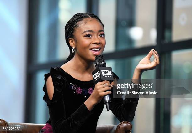 Actress Skai Jackson visits Build to discuss "Nowadays Collection" at Build Studio on October 16, 2017 in New York City.