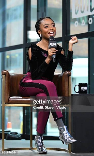 Actress Skai Jackson visits Build to discuss "Nowadays Collection" at Build Studio on October 16, 2017 in New York City.