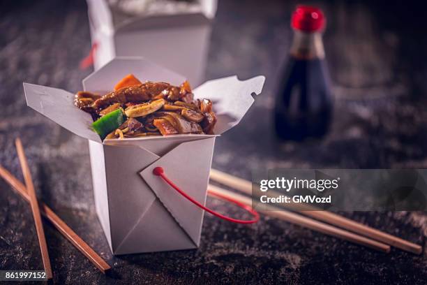 spicy kung pao chicken take out food - kung pao stock pictures, royalty-free photos & images