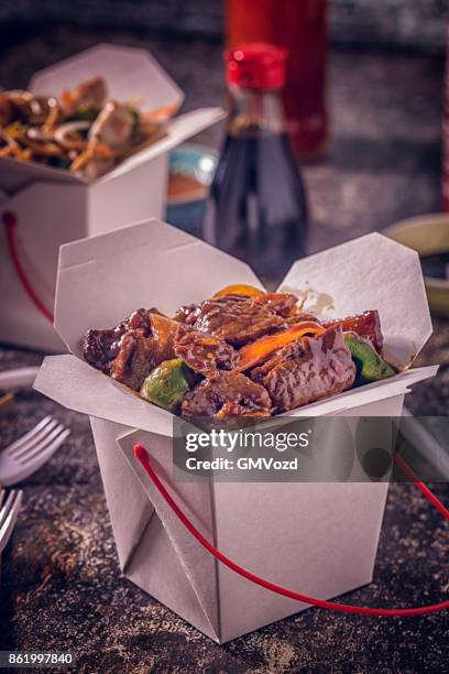 asian chopsuey with beef and spicy kung pao chicken - kung pao stock pictures, royalty-free photos & images