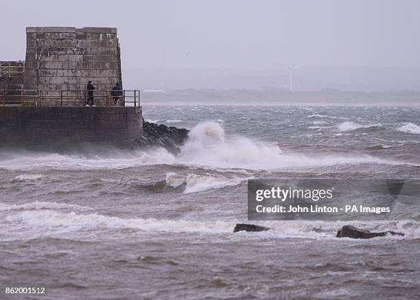 Saltcoats on the west coast of Scotland as Storm Ophelia hits Britain's west coast.