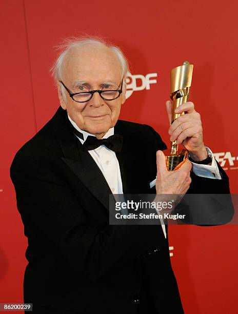 Victor Christoph-Carl von Buelow, better known as Loriot holds his LOLA at the German Film Award 2009 at the Palais am Funkturm on April 24, 2009 in...