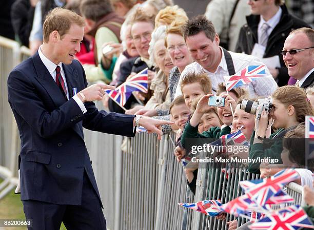 Prince William greets the crowd as he visits the National Memorial Arboretum to launch the NMA Future Foundations Appeal on April 24, 2009 near...