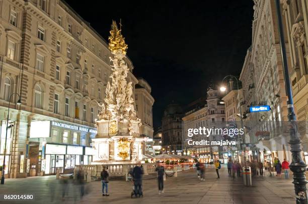 vienna night - pestsäule vienna stock pictures, royalty-free photos & images