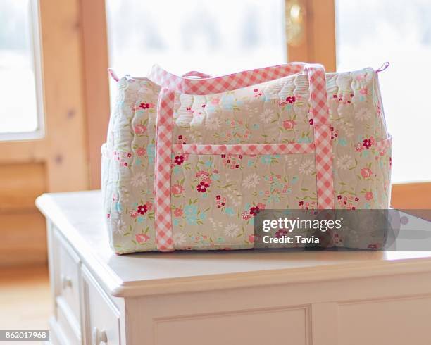handmade duffle bag - diaper bag stockfoto's en -beelden