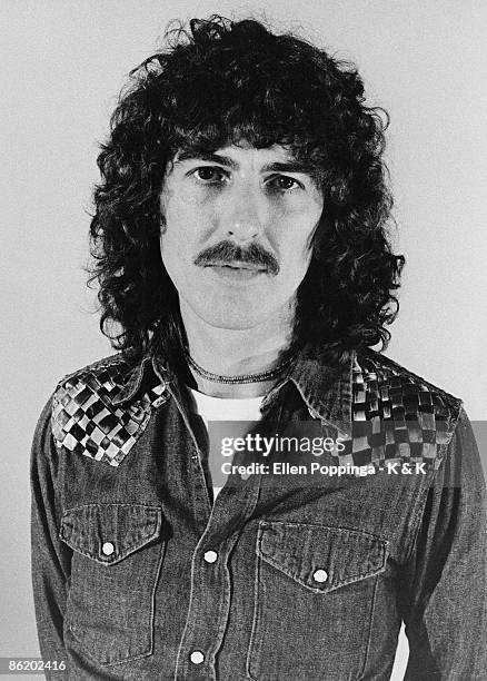 Photo of George HARRISON; posed, studio, with permed hair