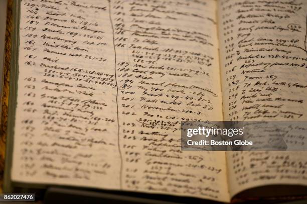 Journal entry by Henry David Thoreau is displayed in the new exhibit "This Ever New Self: Thoreau and His Journal" at the Concord Museum in Concord,...