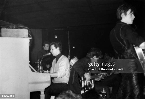 Photo of Stuart SUTCLIFFE and BEATLES and Pete BEST and John LENNON; L-R. Pete Best, Paul McCartney , George Harrison, John Lennon, Stuart Sutcliffe...