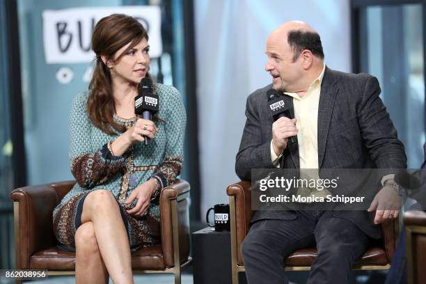 Actors Amy Pietz and Jason Alexander discuss "Hit The Road" at Build Studio on October 16, 2017 in New York City.