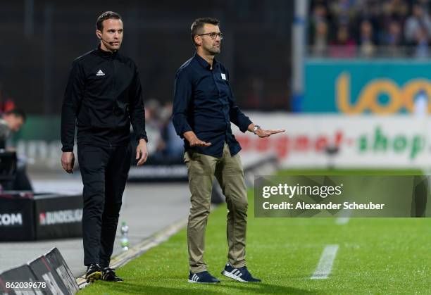 Head coach Michael Koellner of Nuernberg gestures during the Second Bundesliga match between SV Darmstadt 98 and 1. FC Nuernberg at...