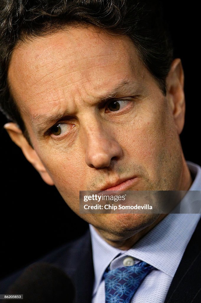 Tim Geithner U.S. Treasury Secretary Timothy Geithner holds a news conference ...
