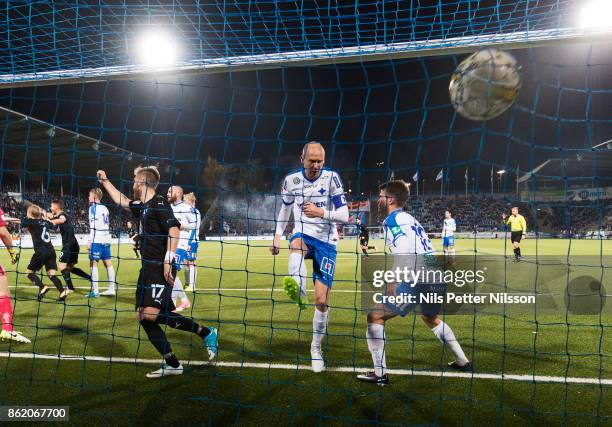 Andreas Johansson of IFK Norrkoping dejected as Malmo FF has scored to 1-2 during the Allsvenskan match between IFK Norrkoping and Malmo FF at...