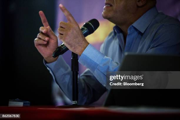 Jorge Rodriguez, mayor of Libertador municipality in Caracas, gestures while speaking during a press conference in Caracas, Venezuela, on Monday,...