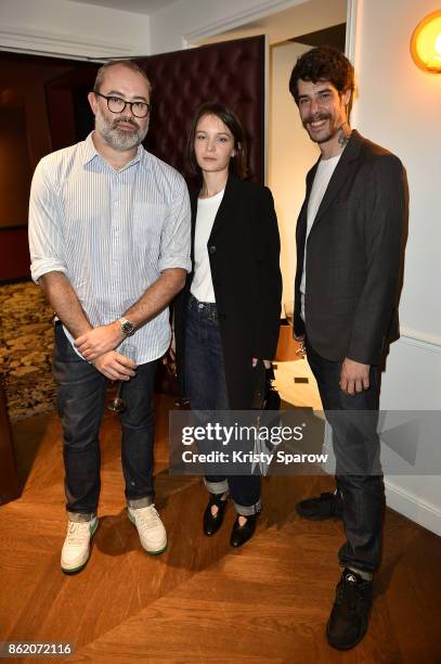 Lucien Pages, Diane Rouxel and Leo Fauvel attend the Surface Magazine Fall Fashion Issue 2017 Presentation on October 16, 2017 in Paris, France.